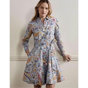 NWOT Boden kitty shirt dress dusty blue enchanting peacock size 6 boho e…